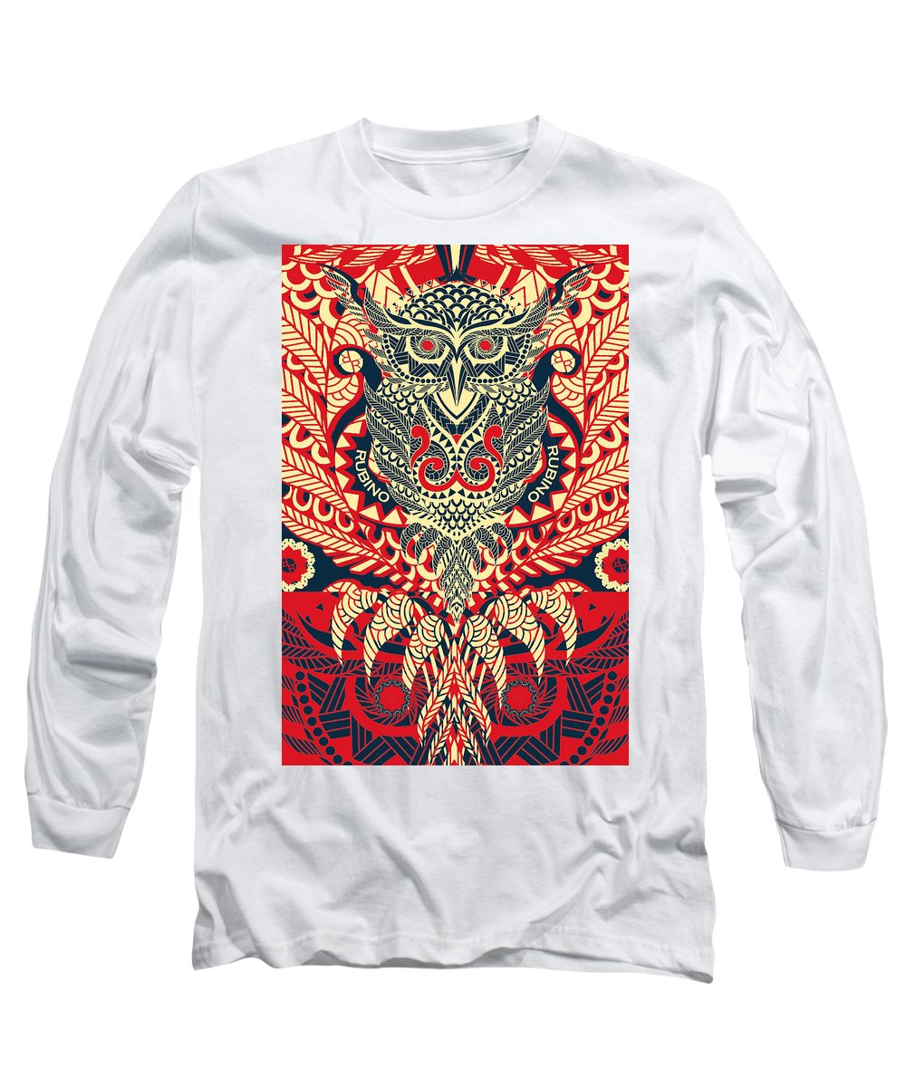 Rubino Zen Owl Red - Long Sleeve T-Shirt Long Sleeve T-Shirt Pixels White Small 