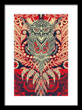 Rubino Zen Owl Red - Framed Print Framed Print Pixels 10.625" x 16.000" Black White