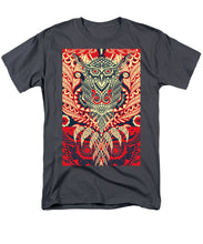 Rubino Zen Owl Red - Men's T-Shirt  (Regular Fit) Men's T-Shirt (Regular Fit) Pixels Charcoal Small 