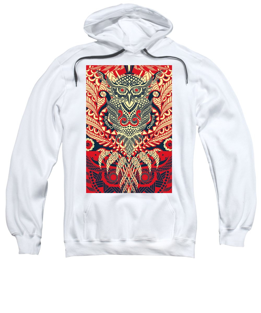 Rubino Zen Owl Red - Sweatshirt Sweatshirt Pixels White Small 