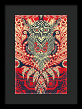 Rubino Zen Owl Red - Framed Print Framed Print Pixels 9.375" x 14.000" Black Black