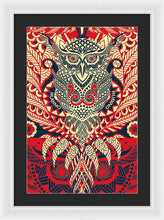 Rubino Zen Owl Red - Framed Print Framed Print Pixels 16.000" x 24.000" White Black