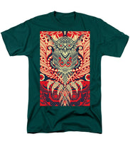 Rubino Zen Owl Red - Men's T-Shirt  (Regular Fit) Men's T-Shirt (Regular Fit) Pixels Hunter Green Small 