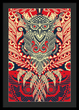 Rubino Zen Owl Red - Framed Print Framed Print Pixels 20.000" x 30.000" Black Black