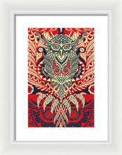 Rubino Zen Owl Red - Framed Print Framed Print Pixels 9.375" x 14.000" White White