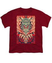 Rubino Zen Owl Red - Youth T-Shirt Youth T-Shirt Pixels Cardinal Small 