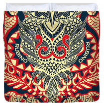 Rubino Zen Owl Red - Duvet Cover Duvet Cover Pixels King  