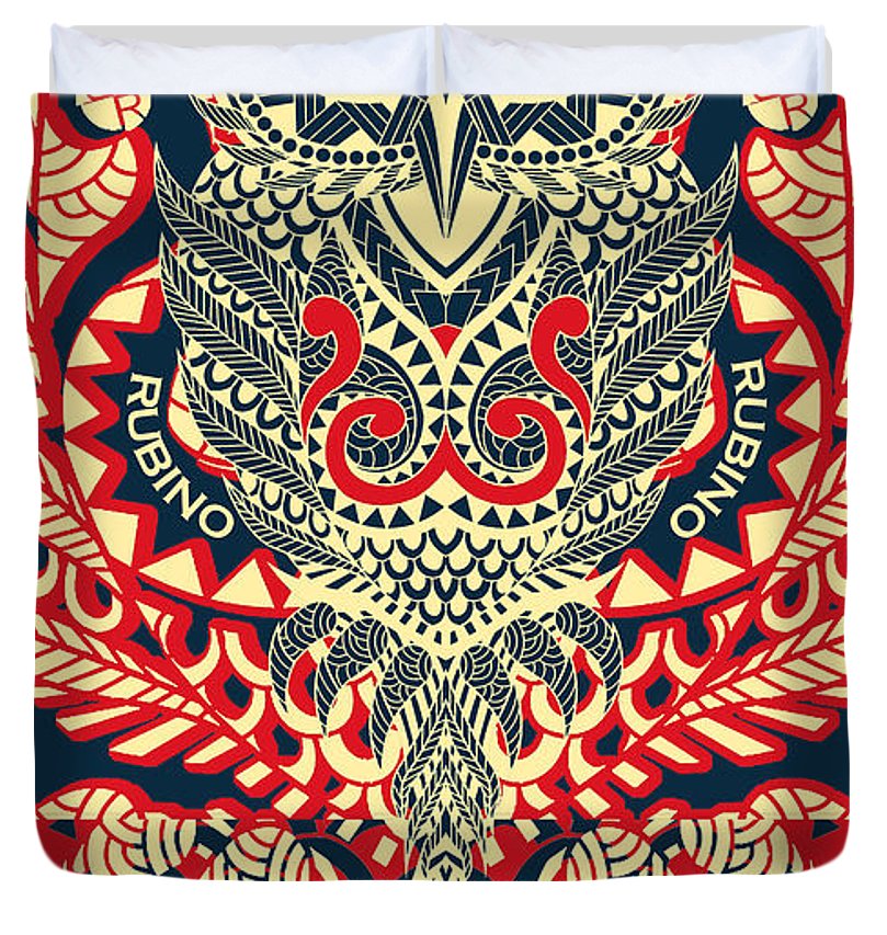 Rubino Zen Owl Red - Duvet Cover Duvet Cover Pixels King  