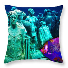 Sculpture Underwater With Bright Fish Painting Musa - Throw Pillow