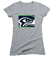 Seattle Seahawks - Women's V-Neck T-Shirt Women's V-Neck T-Shirt Pixels Heather Small 