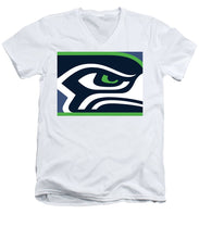 Seattle Seahawks - Men's V-Neck T-Shirt Men's V-Neck T-Shirt Pixels White Small 