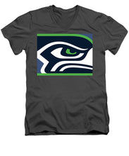 Seattle Seahawks - Men's V-Neck T-Shirt Men's V-Neck T-Shirt Pixels Charcoal Small 
