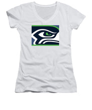 Seattle Seahawks - Women's V-Neck T-Shirt Women's V-Neck T-Shirt Pixels White Small 