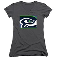 Seattle Seahawks - Women's V-Neck T-Shirt Women's V-Neck T-Shirt Pixels Charcoal Small 