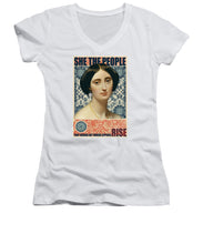She The People 1 - Women's V-Neck (Athletic Fit) Women's V-Neck (Athletic Fit) Pixels White Small 