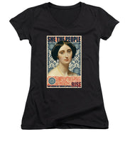 She The People 1 - Women's V-Neck (Athletic Fit) Women's V-Neck (Athletic Fit) Pixels Black Small 