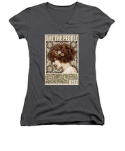 She The People 2 - Women's V-Neck (Athletic Fit) Women's V-Neck (Athletic Fit) Pixels Charcoal Small 