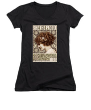 She The People 2 - Women's V-Neck (Athletic Fit) Women's V-Neck (Athletic Fit) Pixels Black Small 
