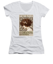 She The People 2 - Women's V-Neck (Athletic Fit) Women's V-Neck (Athletic Fit) Pixels White Small 