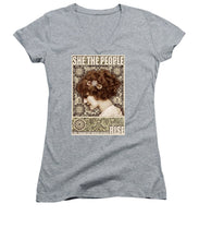 She The People 2 - Women's V-Neck (Athletic Fit) Women's V-Neck (Athletic Fit) Pixels Heather Small 