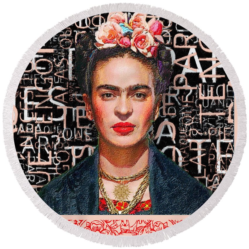 She The People Frida - Round Beach Towel Round Beach Towel Pixels 60