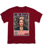 She The People Frida - Youth T-Shirt Youth T-Shirt Pixels Cardinal Small 