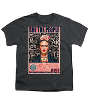 She The People Frida - Youth T-Shirt Youth T-Shirt Pixels Charcoal Small 