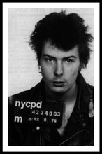Sid Vicious Mug Shot Vertical - Framed Print