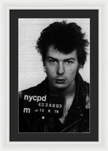 Sid Vicious Mug Shot Vertical - Framed Print