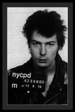 Sid Vicious Mug Shot Vertical - Framed Print