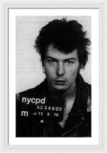 Sid Vicious Mug Shot Vertical - Framed Print
