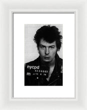 Sid Vicious Mug Shot Vertical - Framed Print