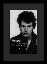 Sid Vicious Mug Shot Vertical - Framed Print