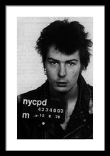 Sid Vicious Mug Shot Vertical - Framed Print