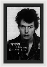Sid Vicious Mug Shot Vertical - Framed Print