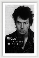 Sid Vicious Mug Shot Vertical - Framed Print