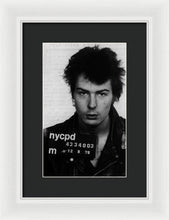 Sid Vicious Mug Shot Vertical - Framed Print