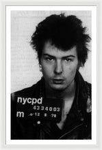 Sid Vicious Mug Shot Vertical - Framed Print