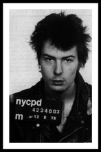 Sid Vicious Mug Shot Vertical - Framed Print