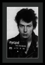 Sid Vicious Mug Shot Vertical - Framed Print