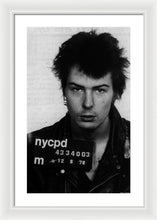 Sid Vicious Mug Shot Vertical - Framed Print