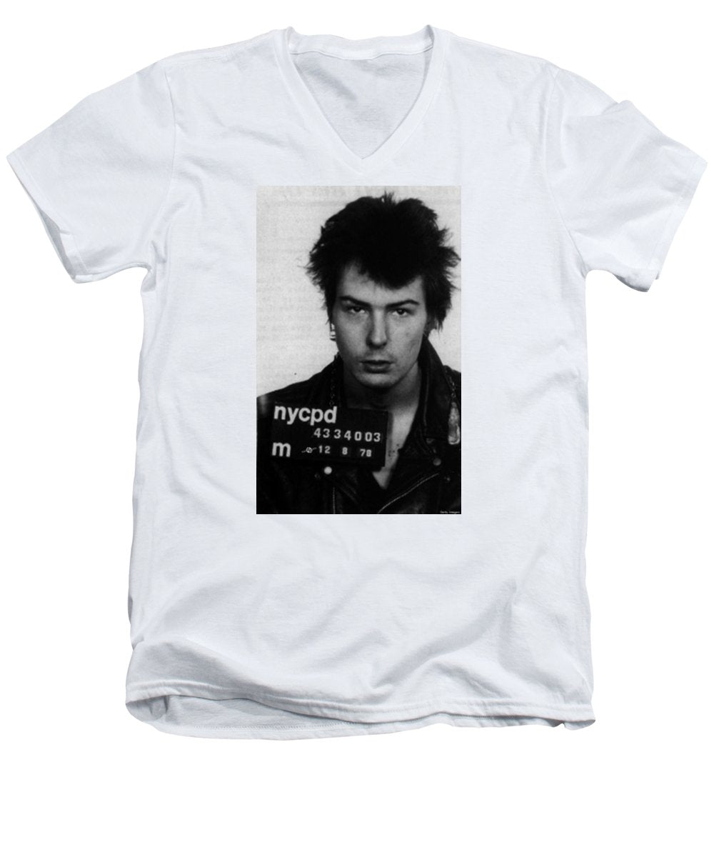 Sid Vicious Mug Shot Vertical - Men's V-Neck T-Shirt
