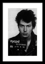 Sid Vicious Mug Shot Vertical - Framed Print