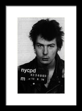 Sid Vicious Mug Shot Vertical - Framed Print