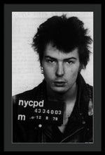 Sid Vicious Mug Shot Vertical - Framed Print