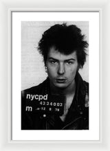 Sid Vicious Mug Shot Vertical - Framed Print