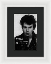 Sid Vicious Mug Shot Vertical - Framed Print