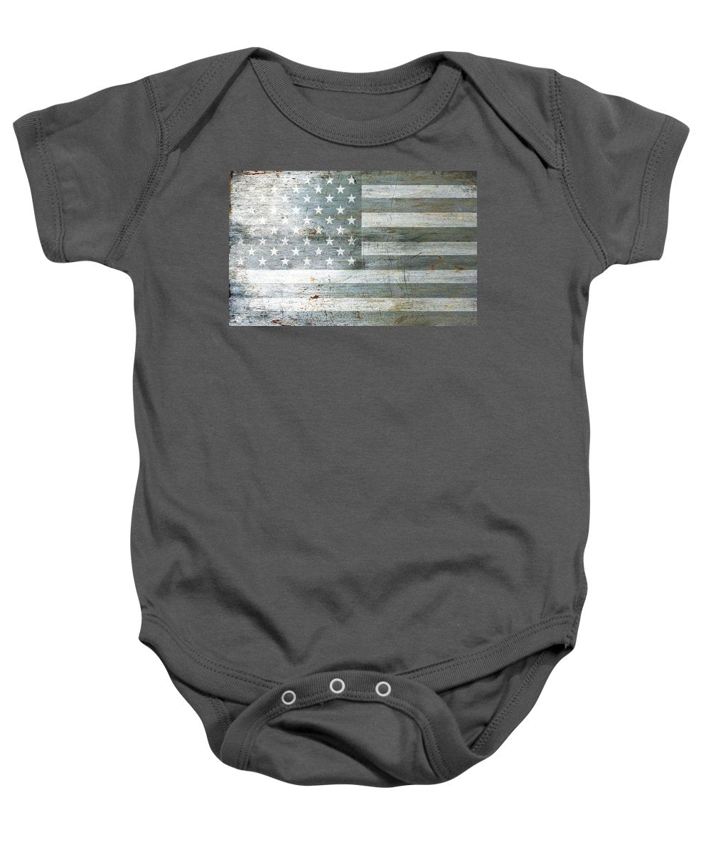 Silver American Flag - Baby Onesie
