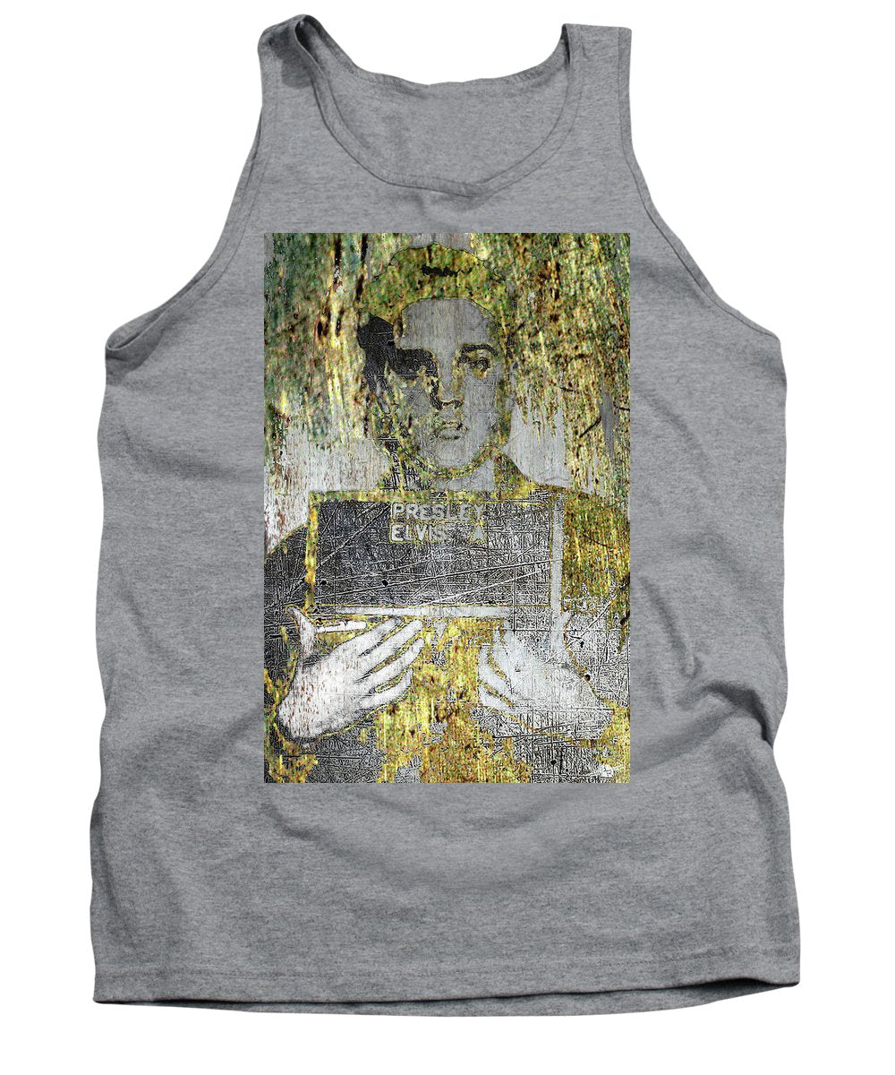 Silver And Gold Elvis Presley Mug Shot - Tank Top