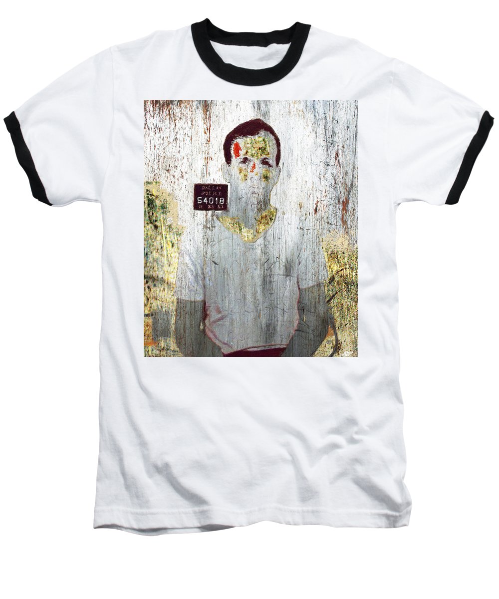 Silver And Gold Lee Harvey Oswald Mug Shot Nov 22 1963 Vertical Color  - Baseball T-Shirt